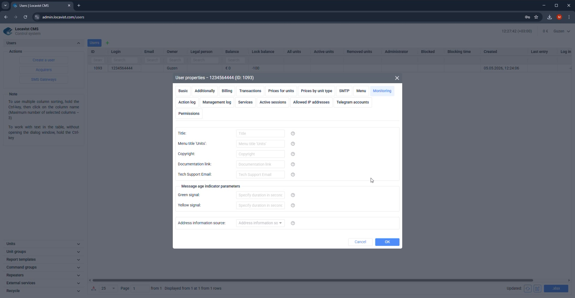 Monitoring customization