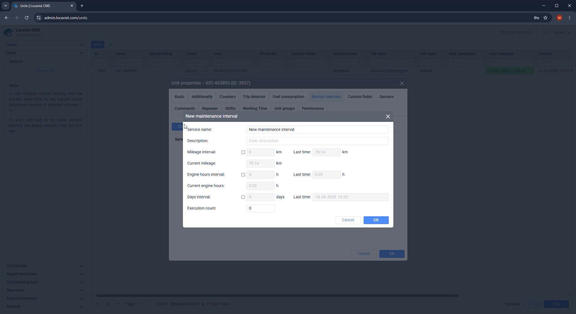 Maintenance and custom fields